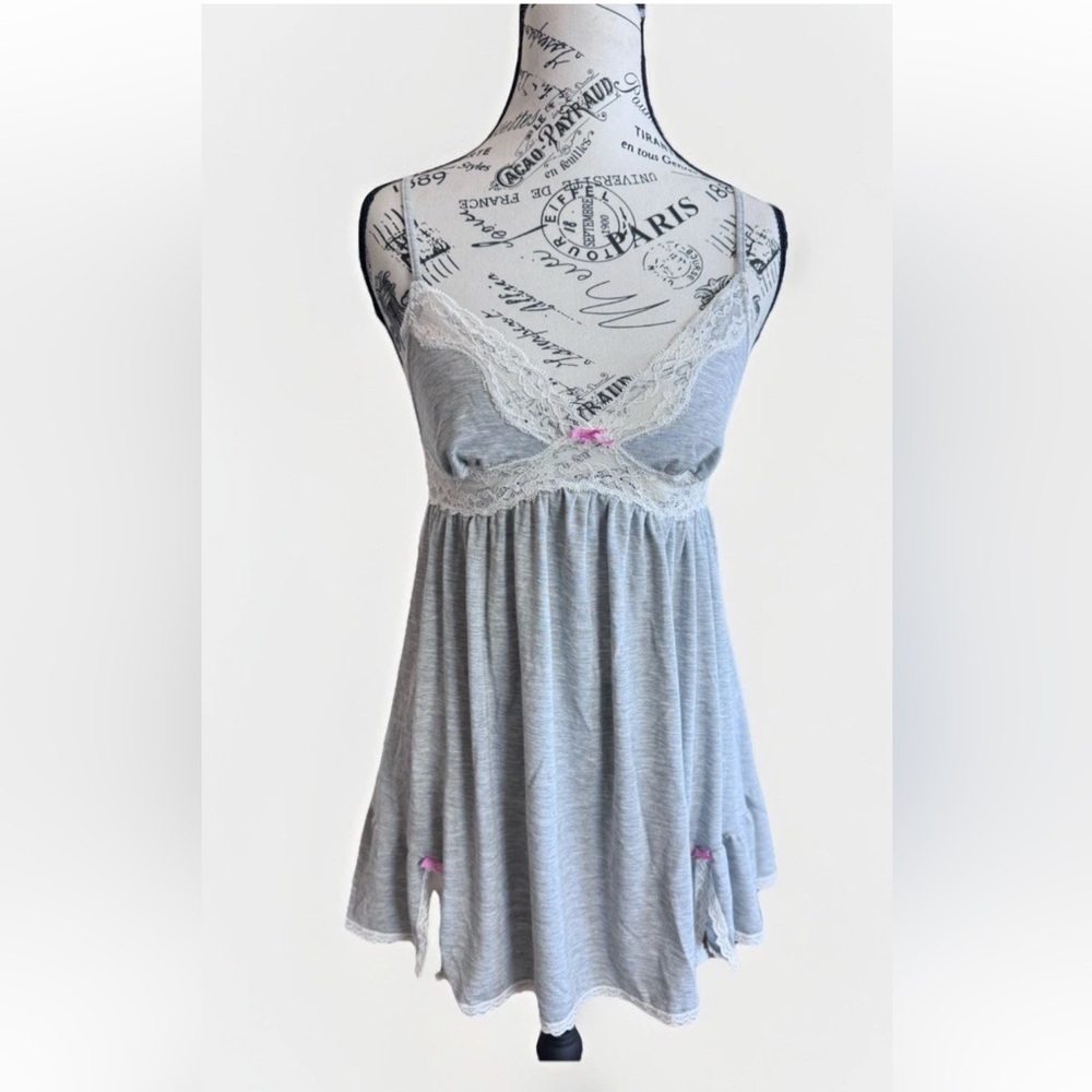 Victoria's Secret Slip On Lace Grey Babydoll Lingerie Dress Women’s Size S